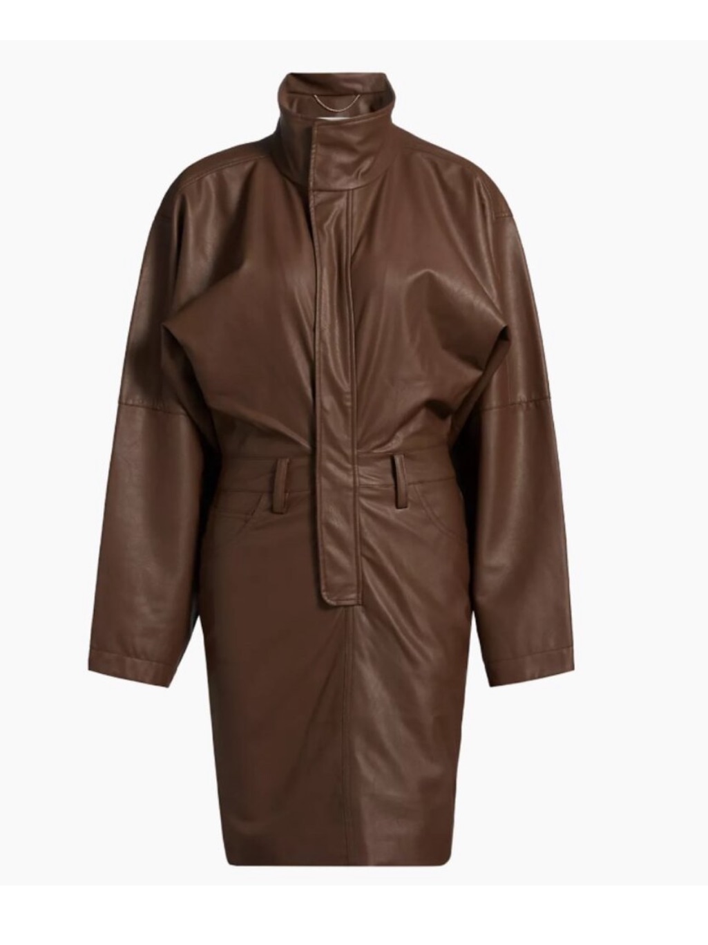 Nwt Ronny Kobo Regan Faux Leather Dress In Chocolate Brown. Size Medium